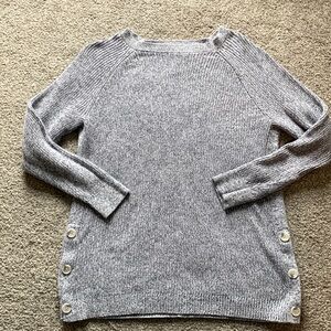 Tunic Length Loft Blue Buttoned Sweater